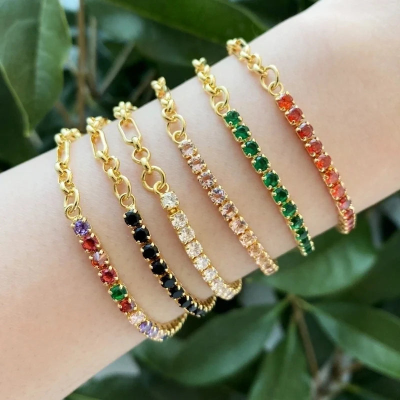 Copper Paperclip Chain Tennis Chain Splicing Bracelets