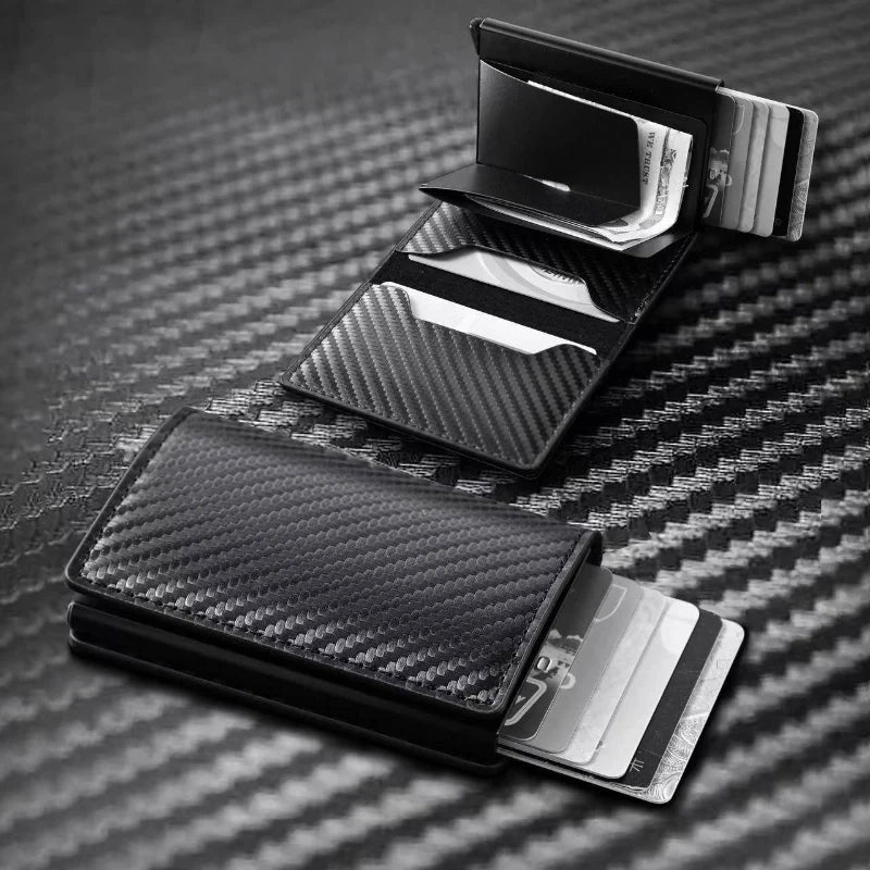 Full Inspection Anti-theft Brush Men's Wallet RFID Multi-card Wallet Ultra-thin Carbon Fiber Card Holder