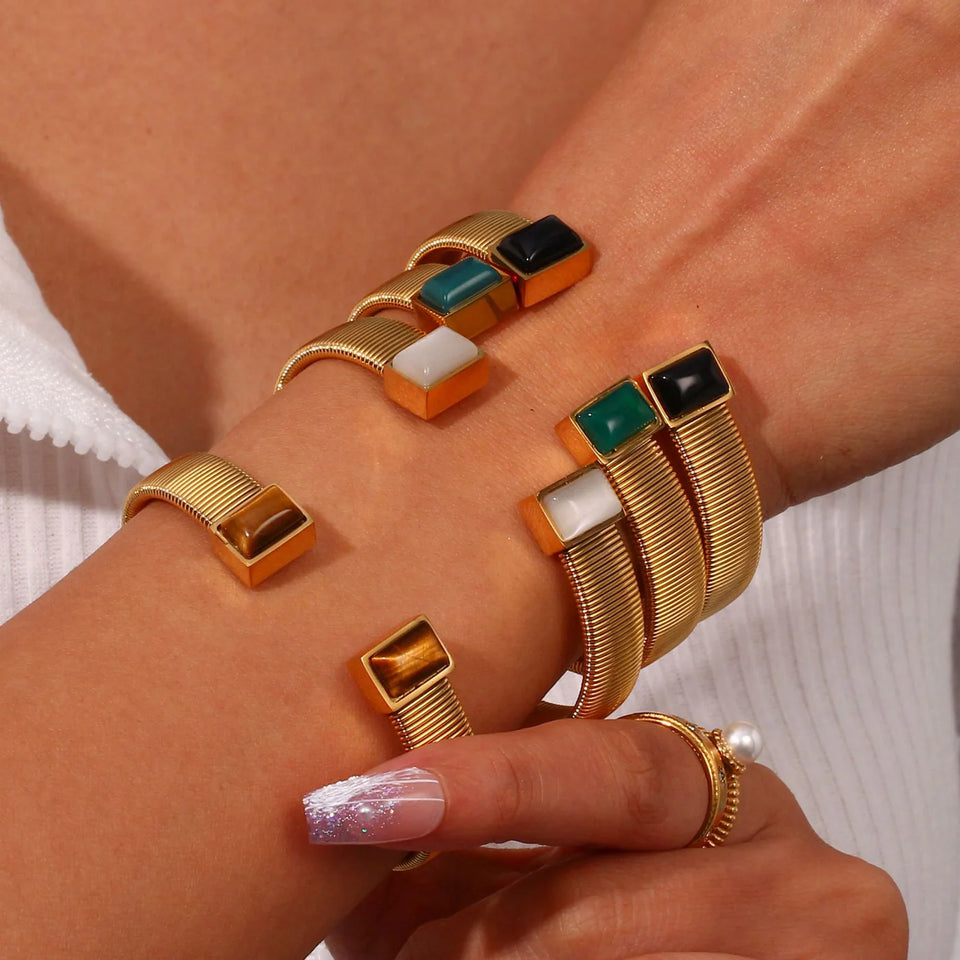 Fashion Round 18K Gold Plated Bangles