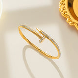 Moderate Luxury Letter Stainless Steel 18K Gold Plated Bangles Cartier
