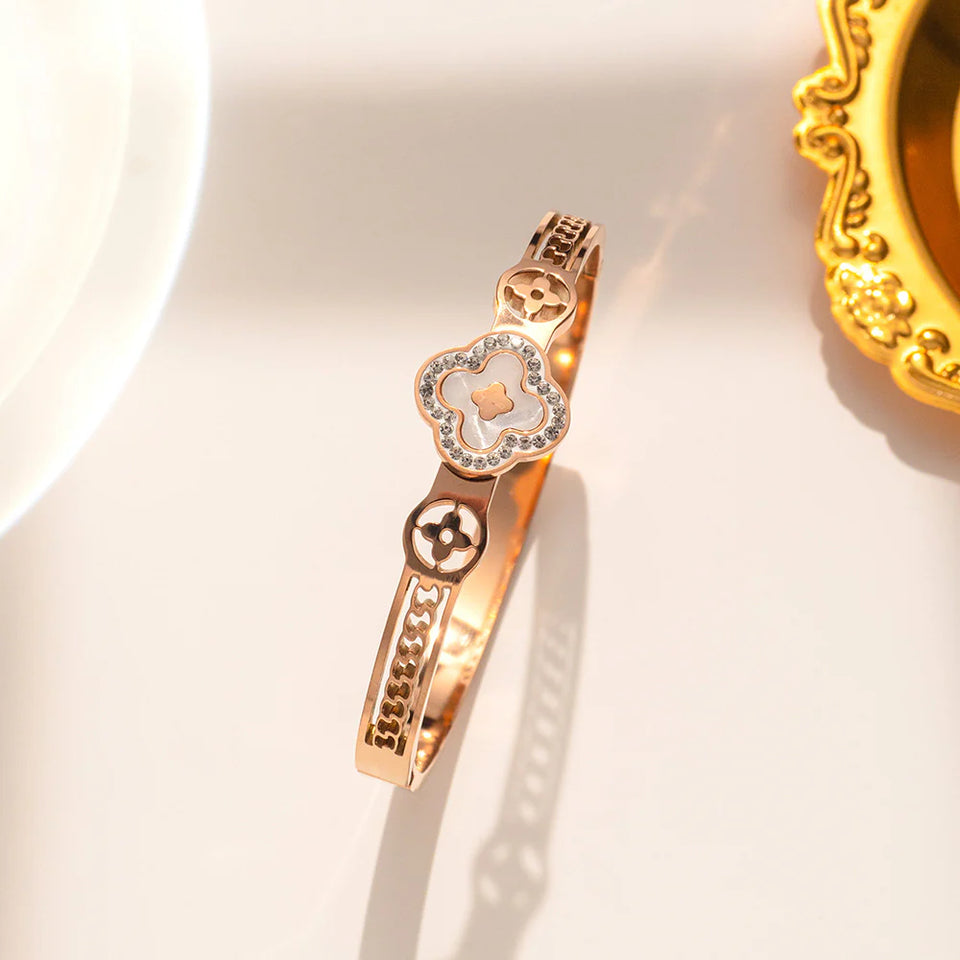 Moderate Luxury Titanium 18K Gold Plated Bangles