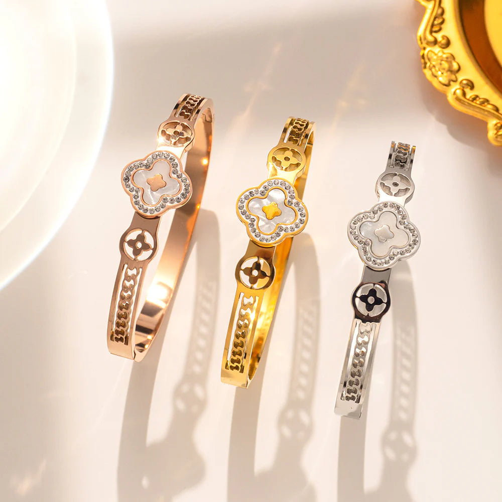 Moderate Luxury Titanium 18K Gold Plated Bangles