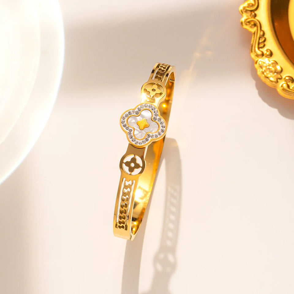 Moderate Luxury Titanium 18K Gold Plated Bangles