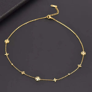 LV Geometric Titanium 18K Gold Plated Necklaces