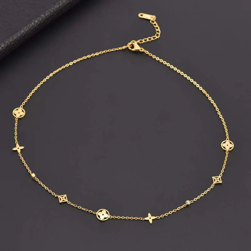 LV Geometric Titanium 18K Gold Plated Necklaces